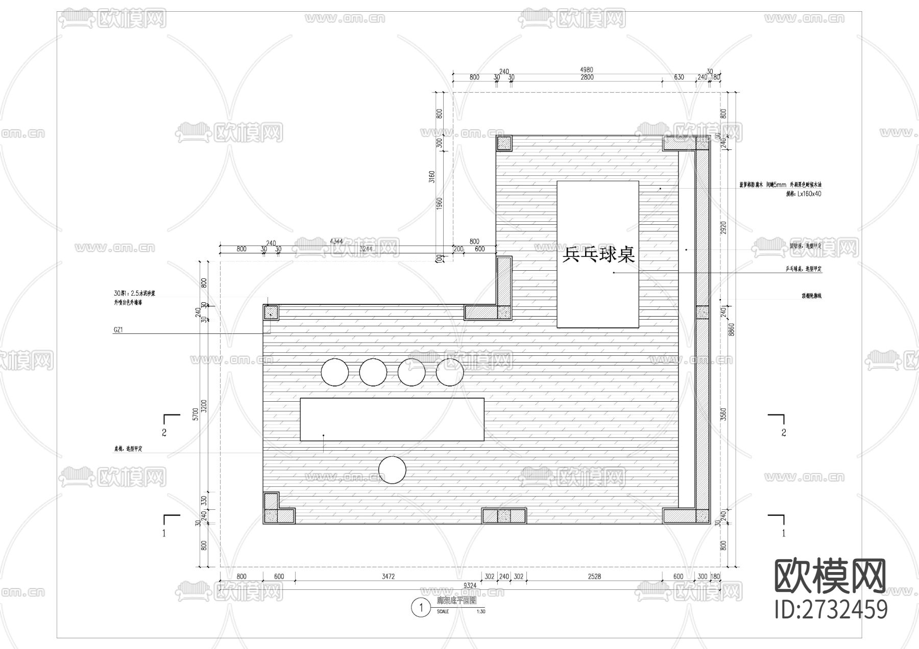 茶室廊架节点大样下载（渲染图4）