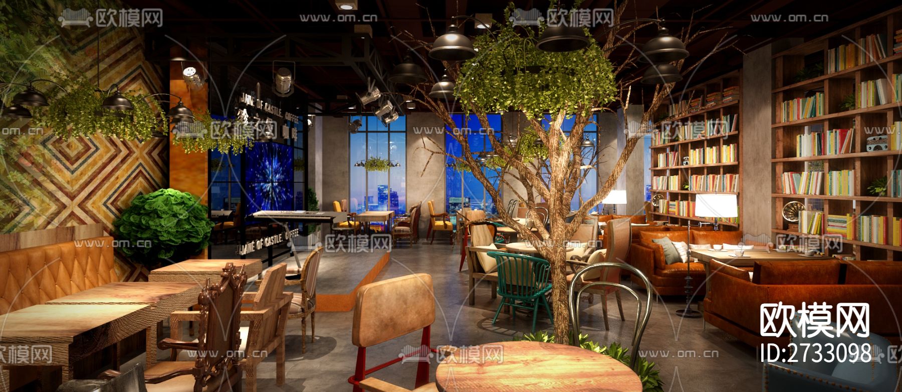 咖啡厅cad施工图下载（渲染图2）