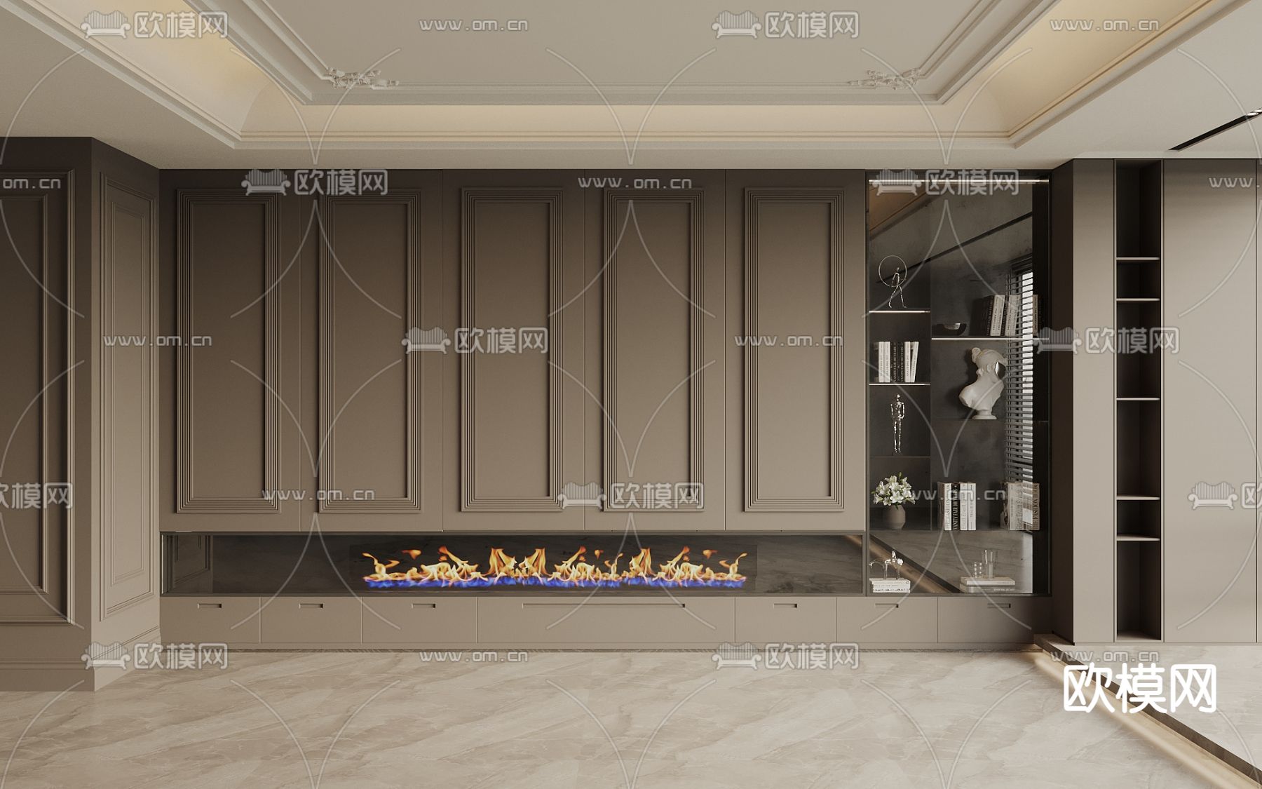 简欧壁炉 装饰柜3d模型下载
