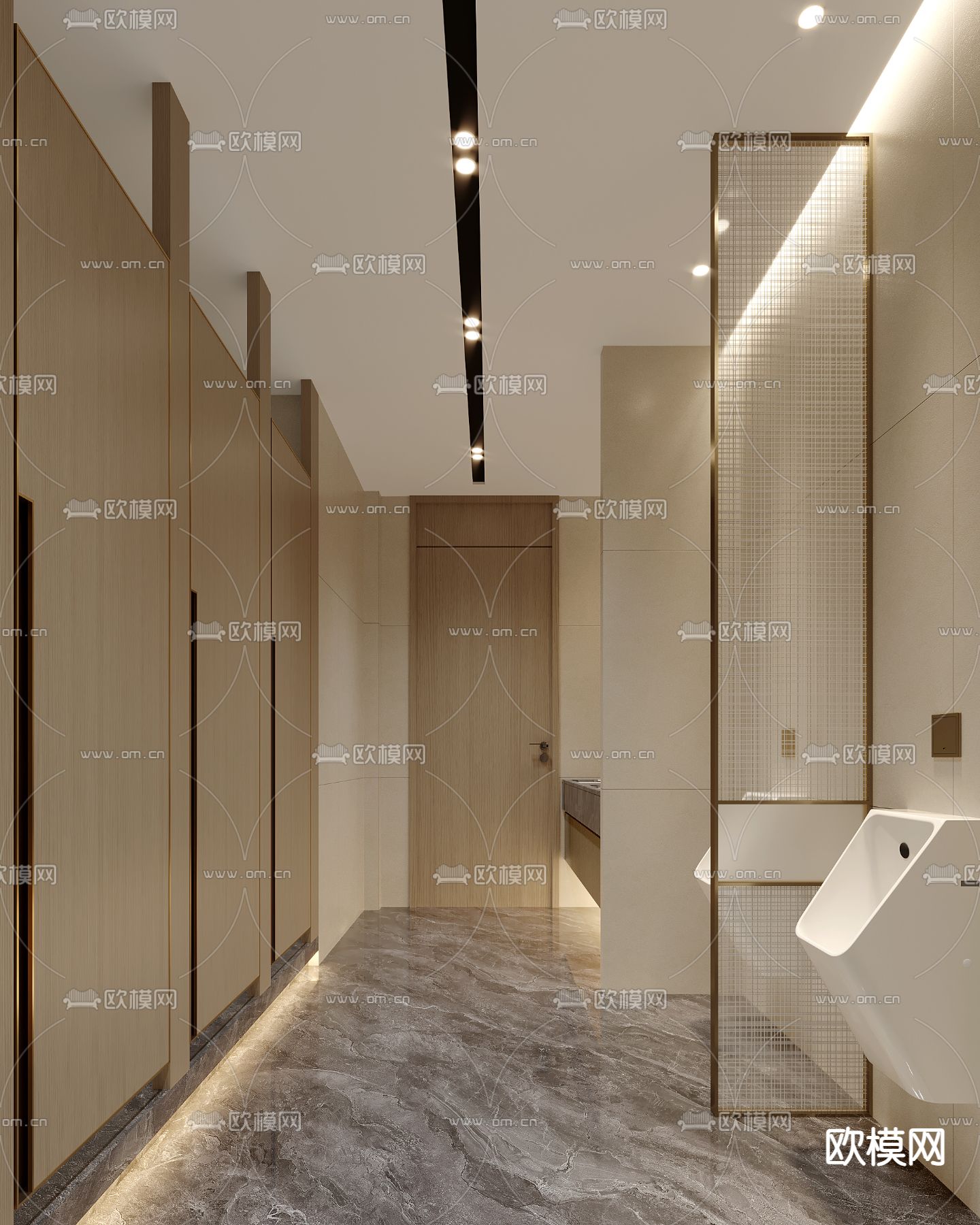 公共卫生间 男厕3d模型下载