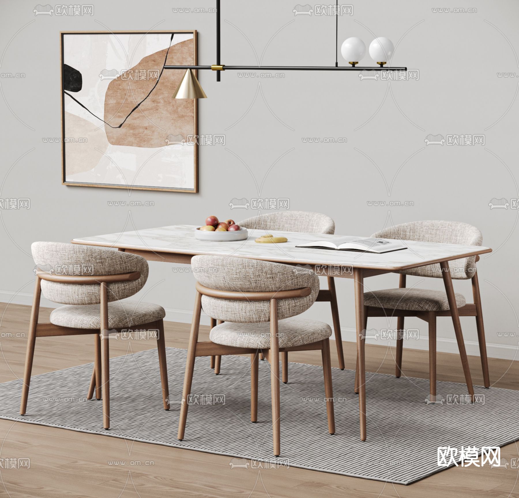 现代餐桌椅3d模型下载