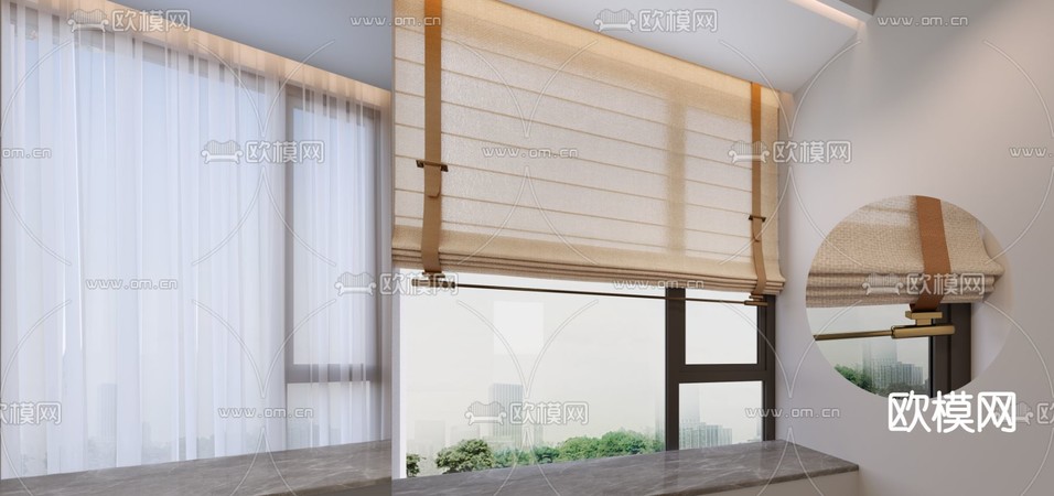 现代窗帘 卷帘3d模型下载