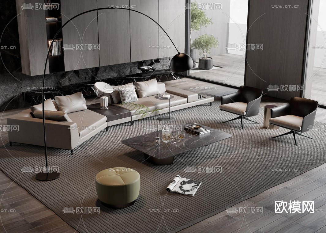 Poliform 组合沙发3d模型下载_ID14180513_3dmax免费模型-欧模网