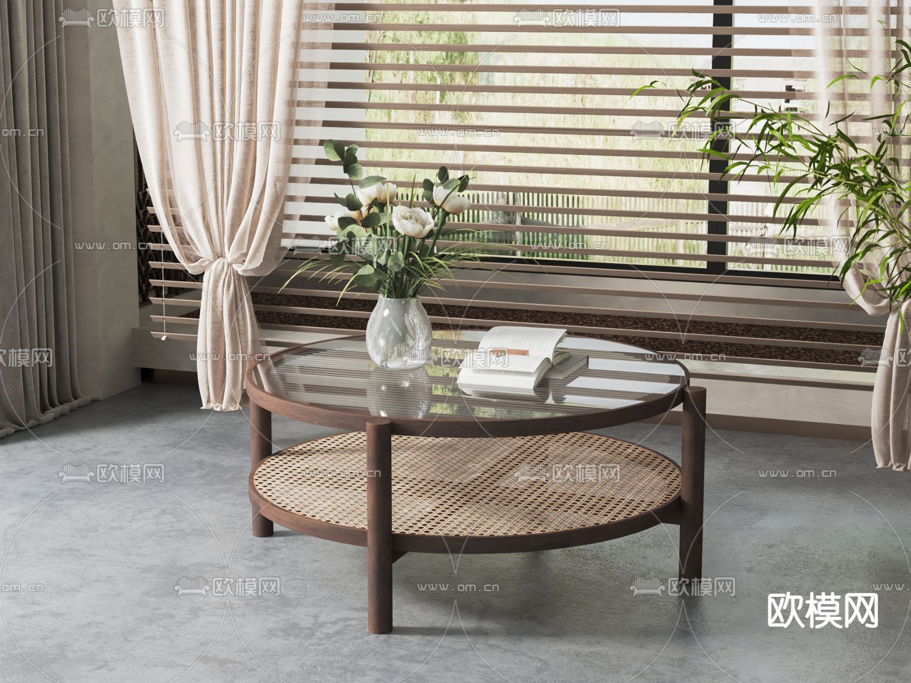 侘寂风茶几3d模型下载