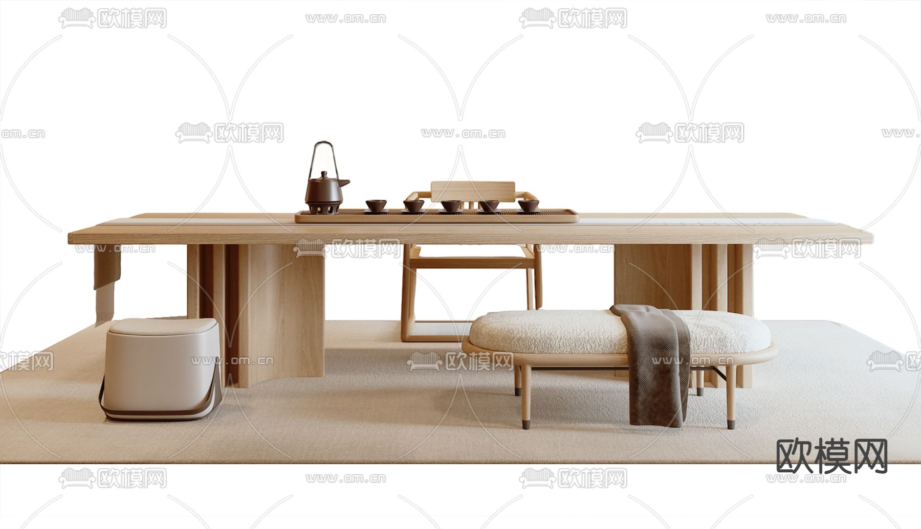 新中式茶桌 茶台3d模型下载