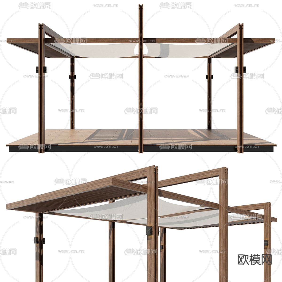 凉亭 亭子 廊架3d模型下载（渲染图1）
