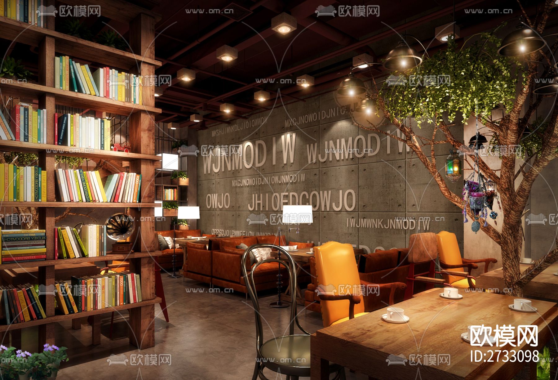 咖啡厅cad施工图下载（渲染图5）