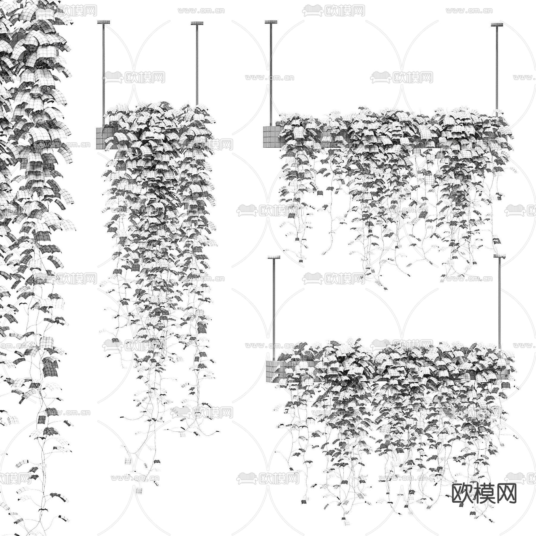 吊篮 盆栽3d模型下载（渲染图2）