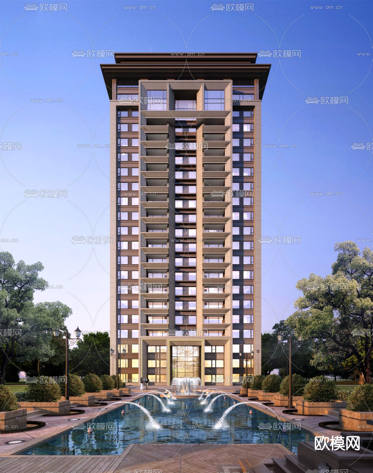 高层住宅楼外观3d模型下载