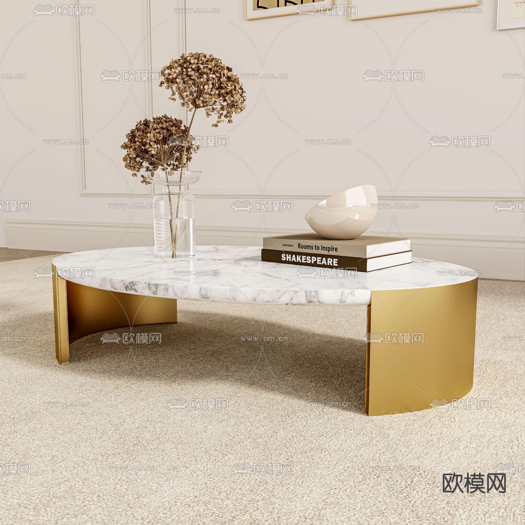 椭圆茶几3d模型下载（渲染图2）