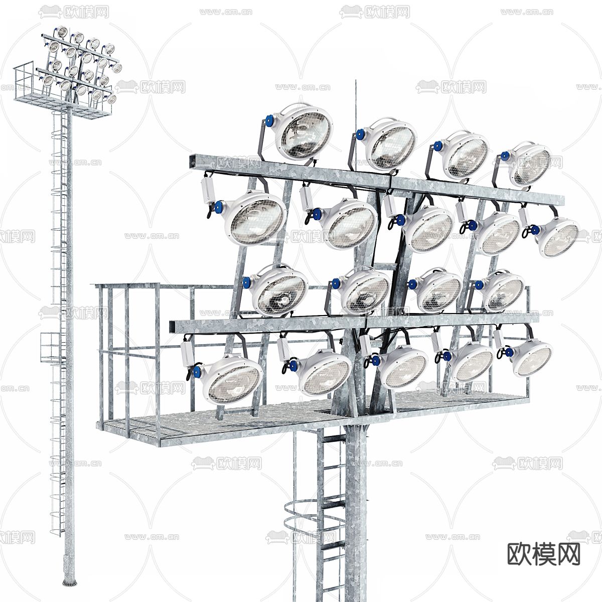 路灯 高速路灯3d模型下载（渲染图1）