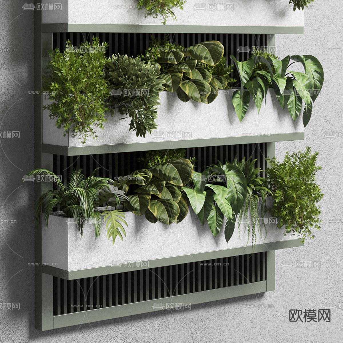 花箱 花坛 吊篮 盆栽3d模型下载（渲染图2）