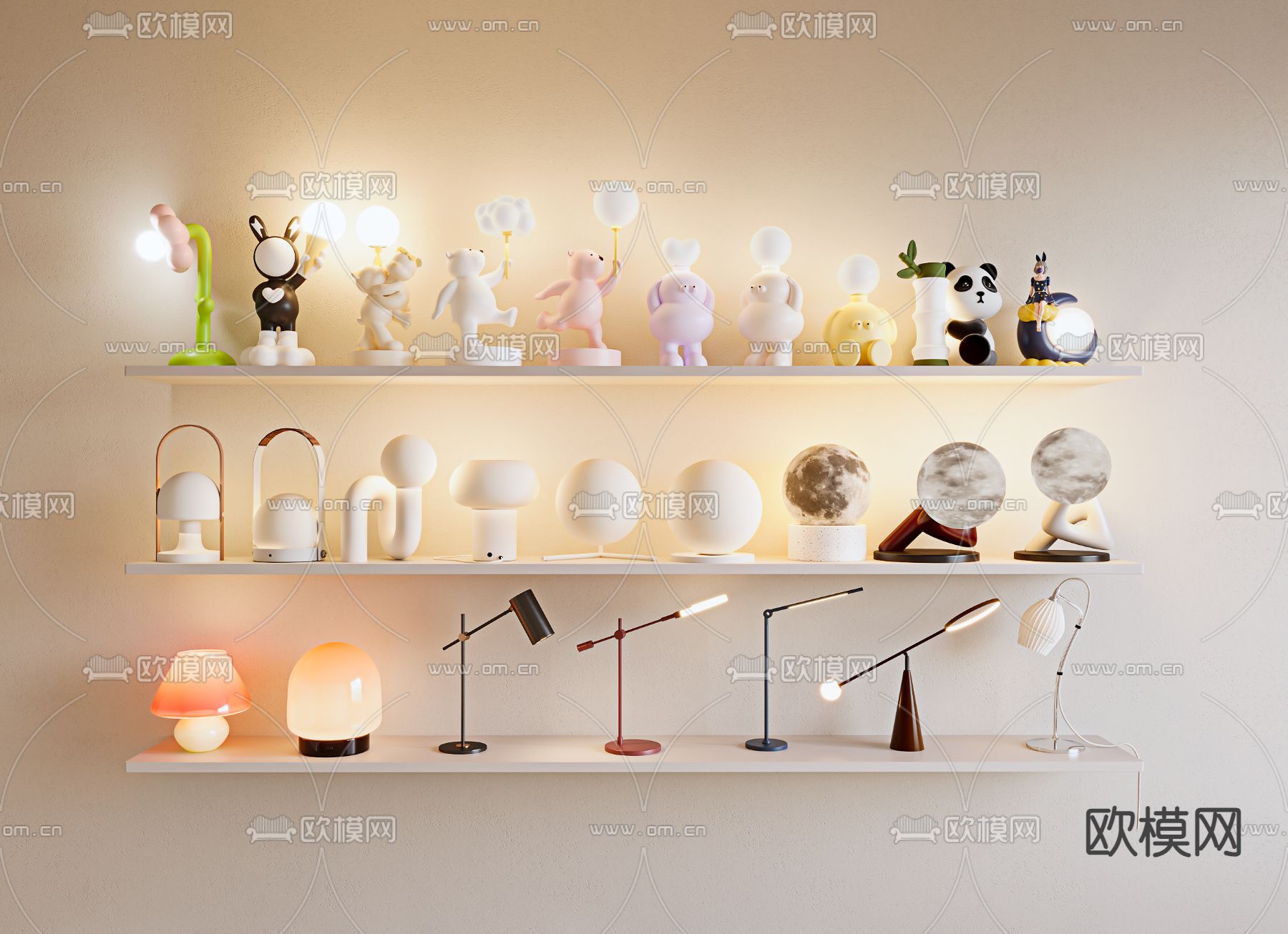 儿童台灯 阅读灯 月亮灯3d模型下载