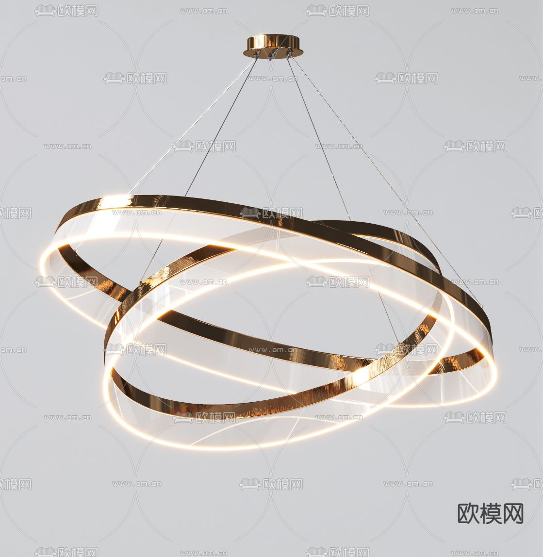 轻奢长吊灯 圆环吊灯3d模型下载（渲染图4）