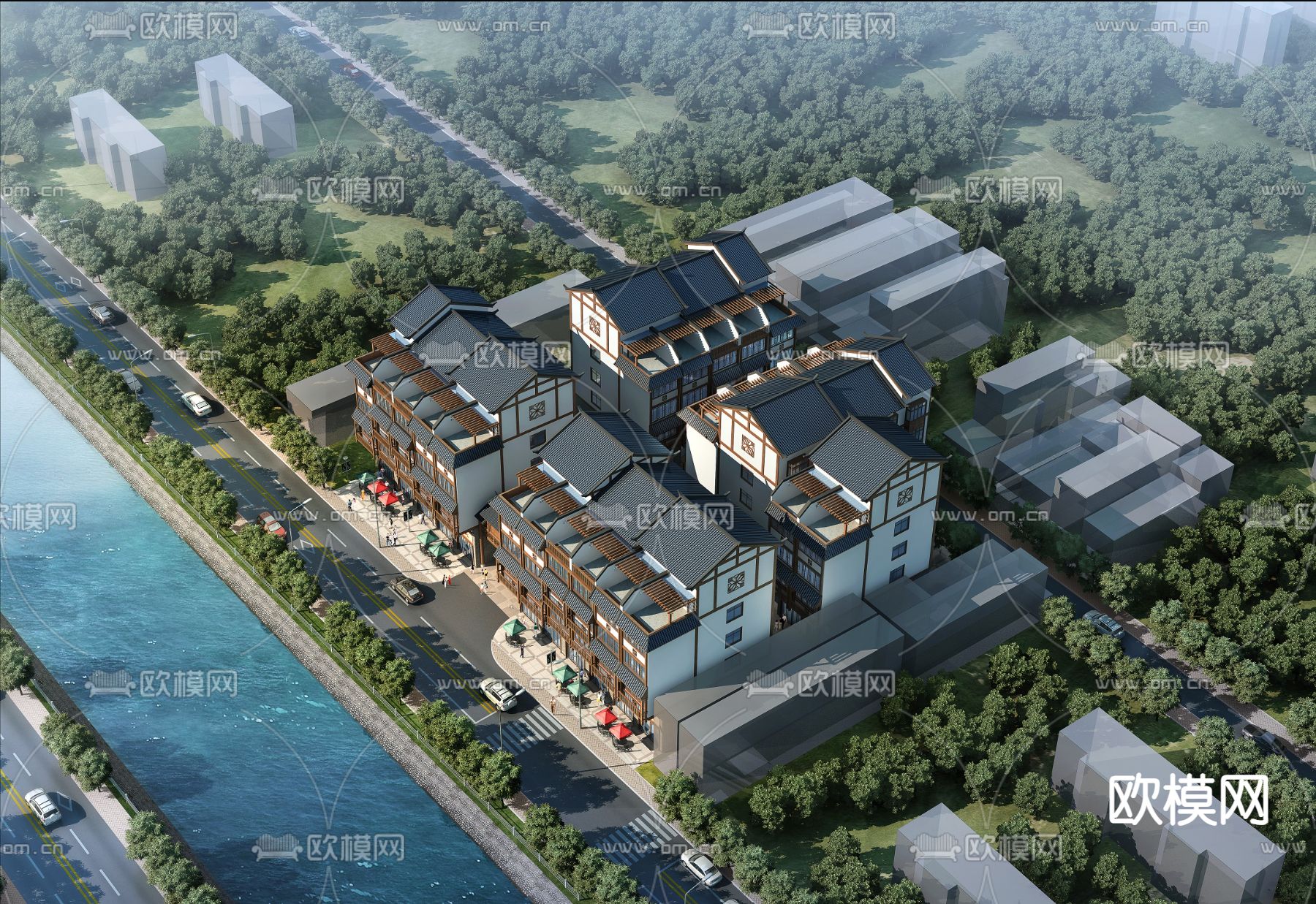 中式住宅楼 壮族天地楼3d模型下载（渲染图2）