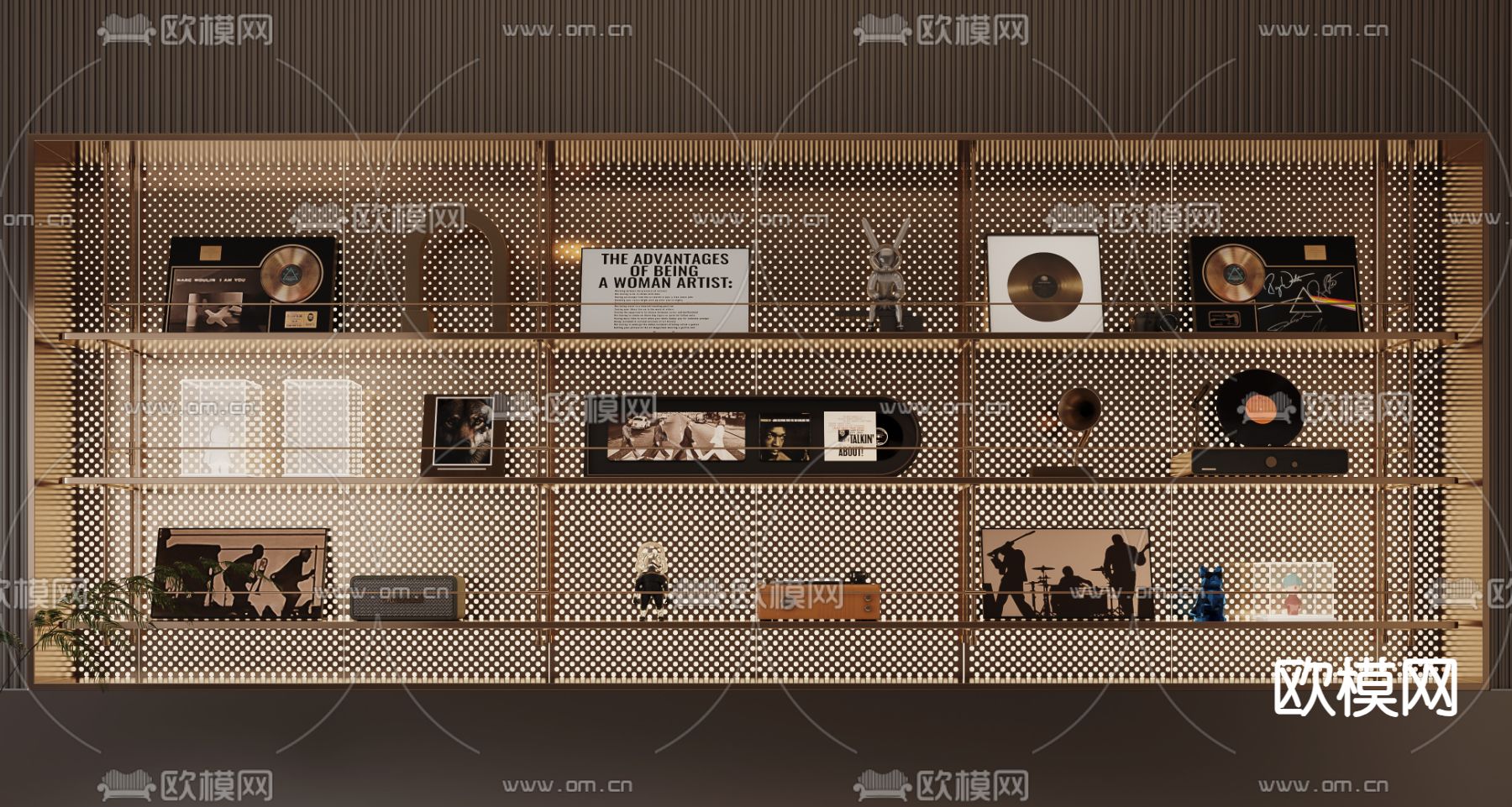 中古风饰品 摆件 雕塑 唱片机3d模型下载（渲染图1）