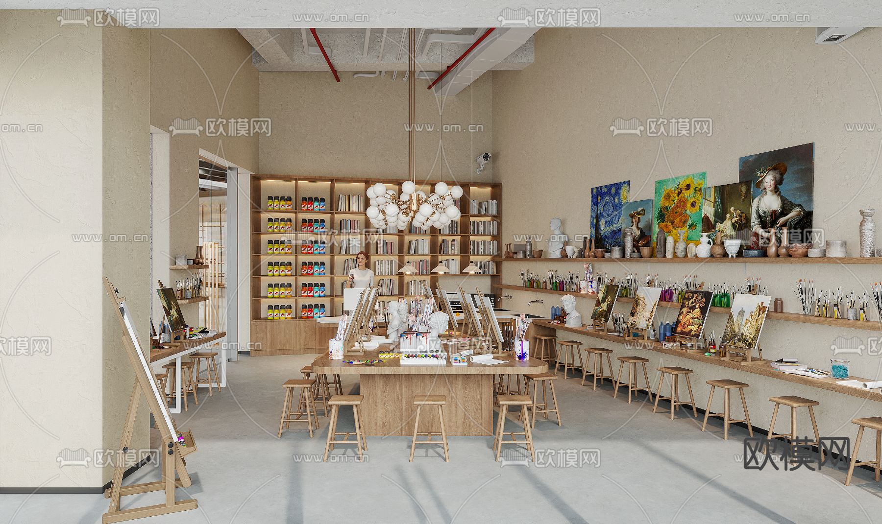 画室 美术室 培训班3d模型下载