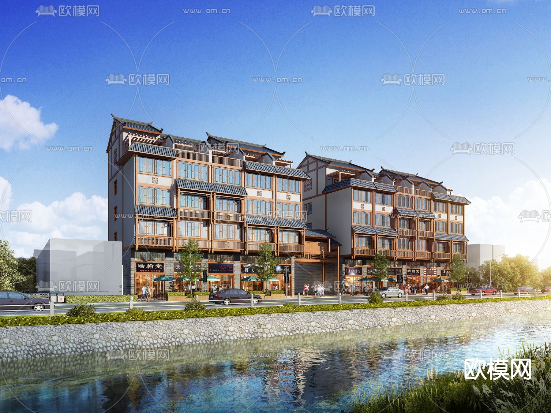 中式住宅楼 壮族天地楼3d模型下载（渲染图1）