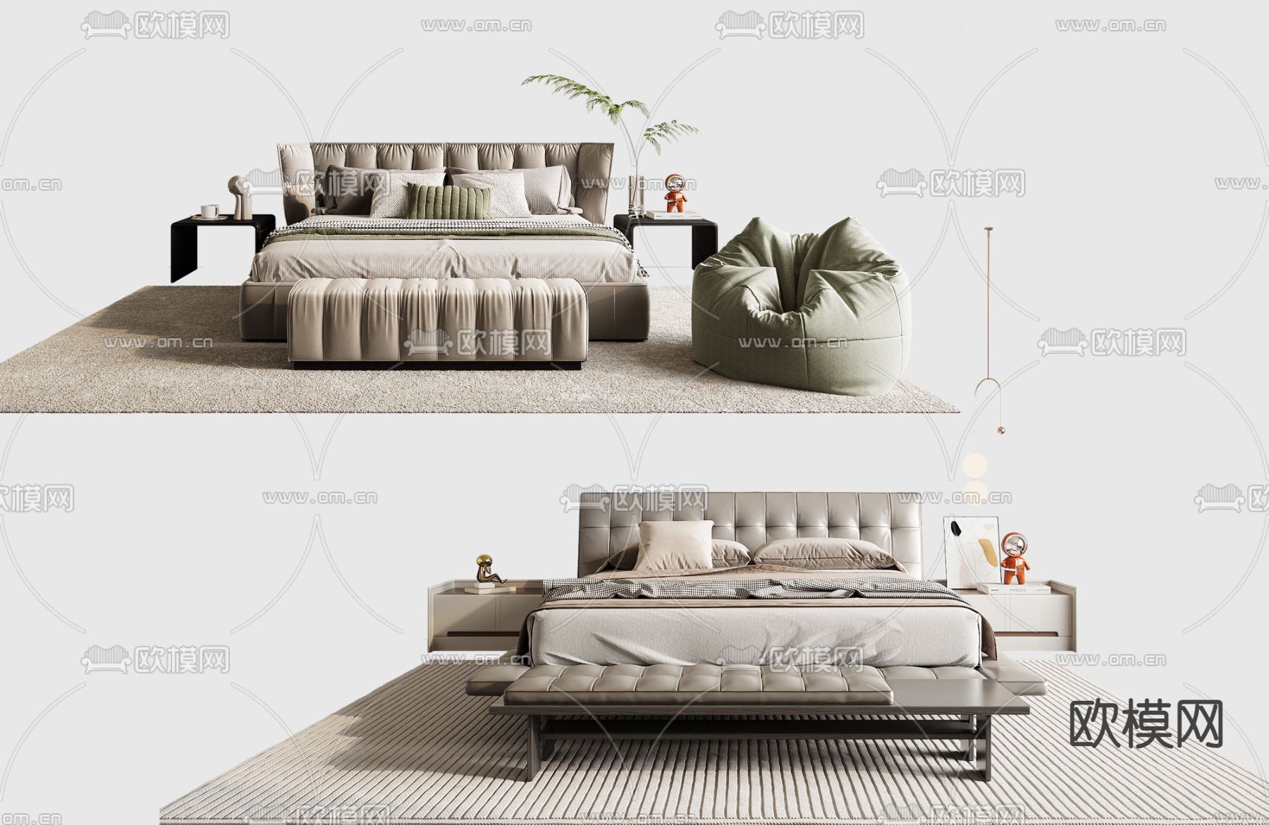 Minotti 双人床3d模型下载