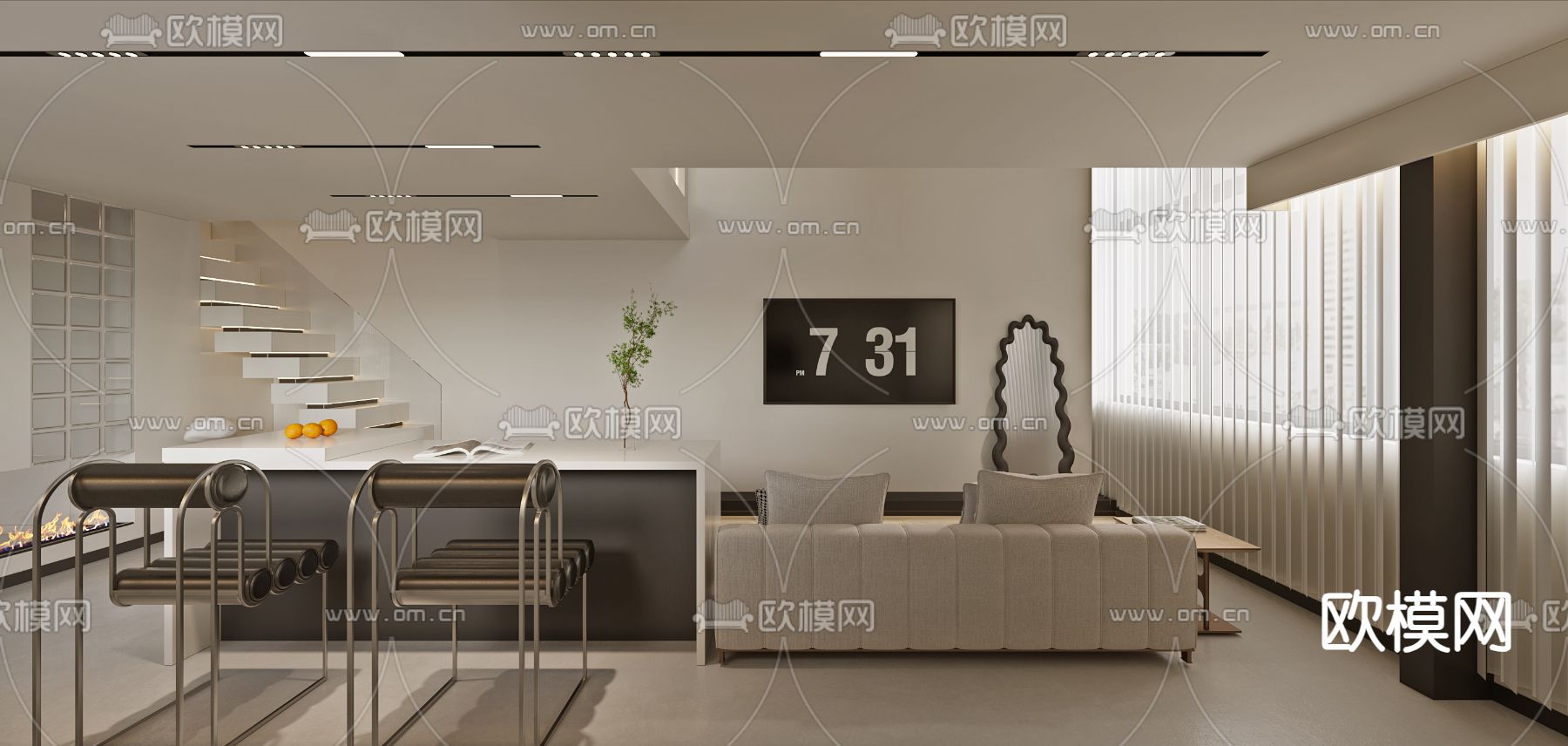 暗黑风厨房3d模型下载（渲染图4）