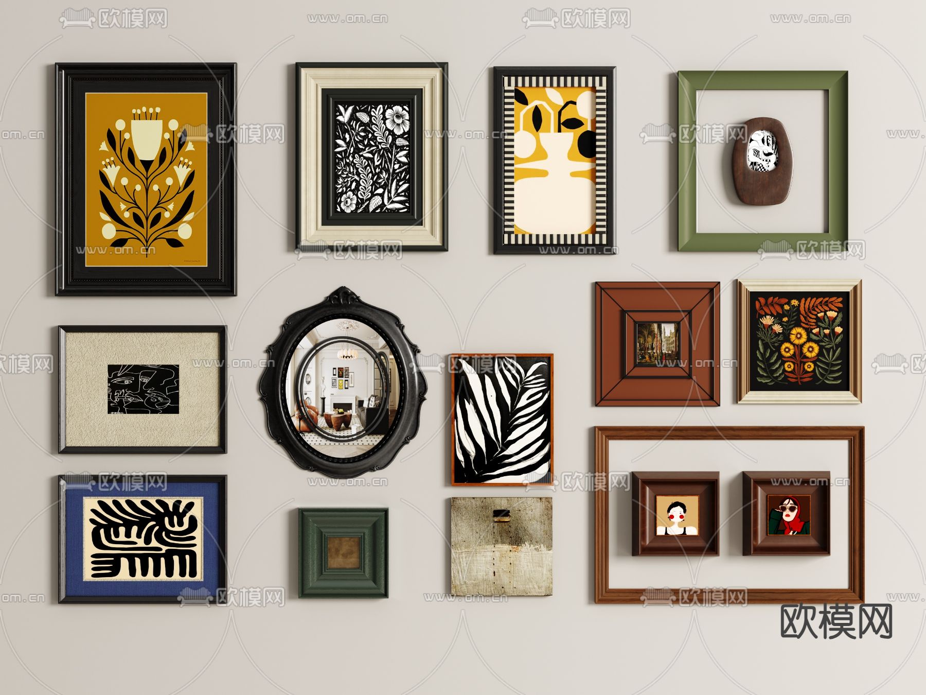 法式复古装饰画su模型下载（渲染图1）