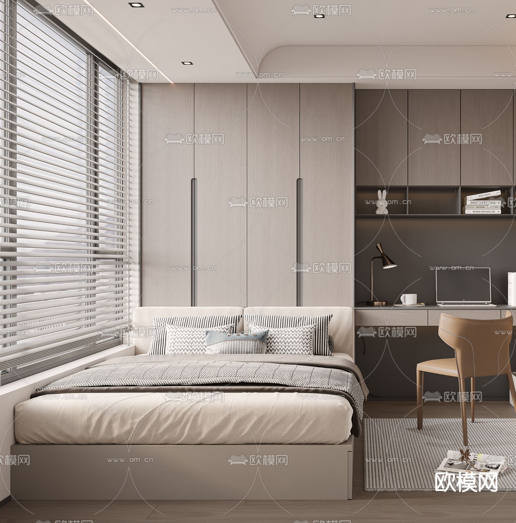 榻榻米卧室3d模型下载（渲染图3）