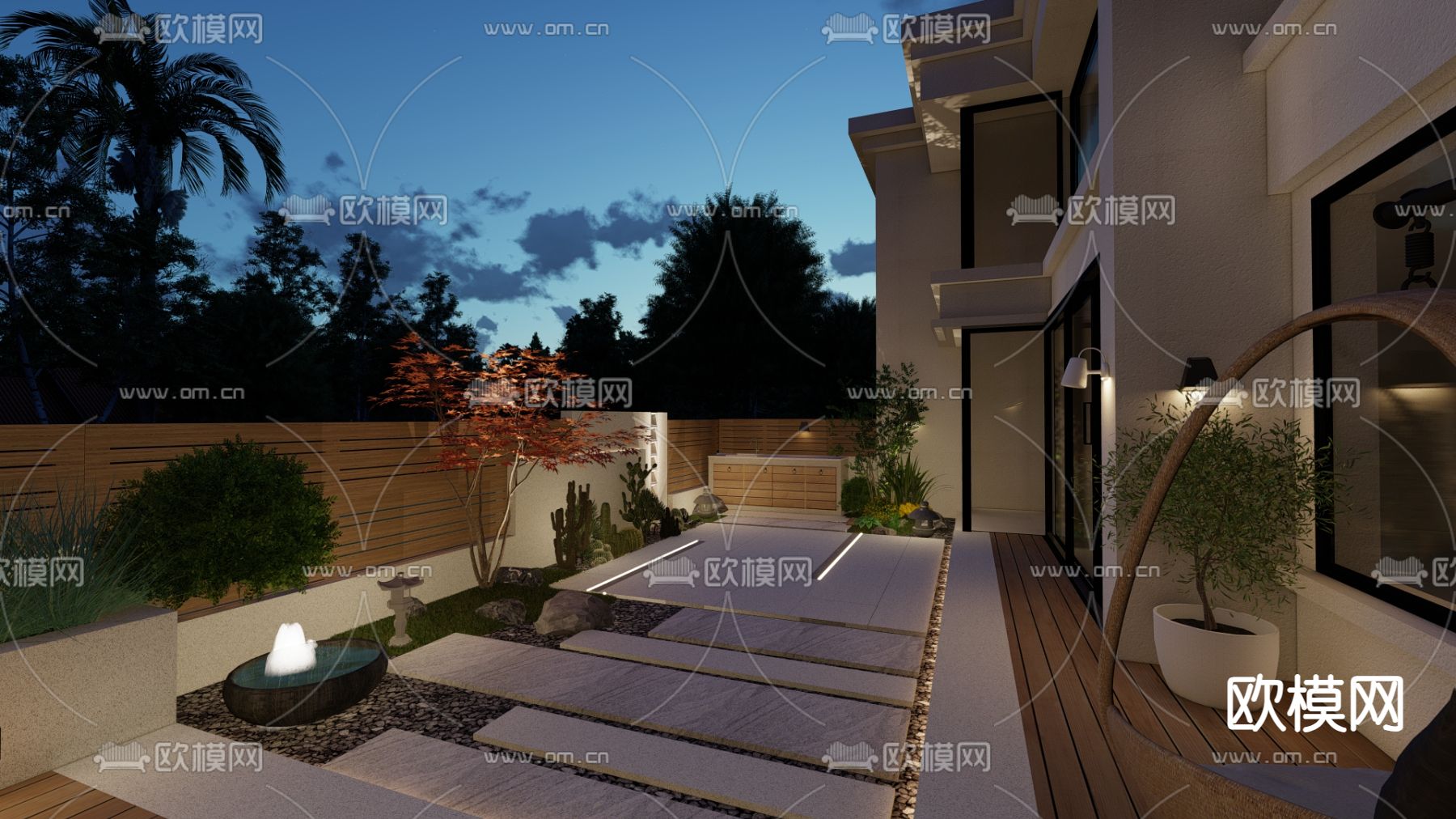 现代庭院su模型下载（渲染图3）