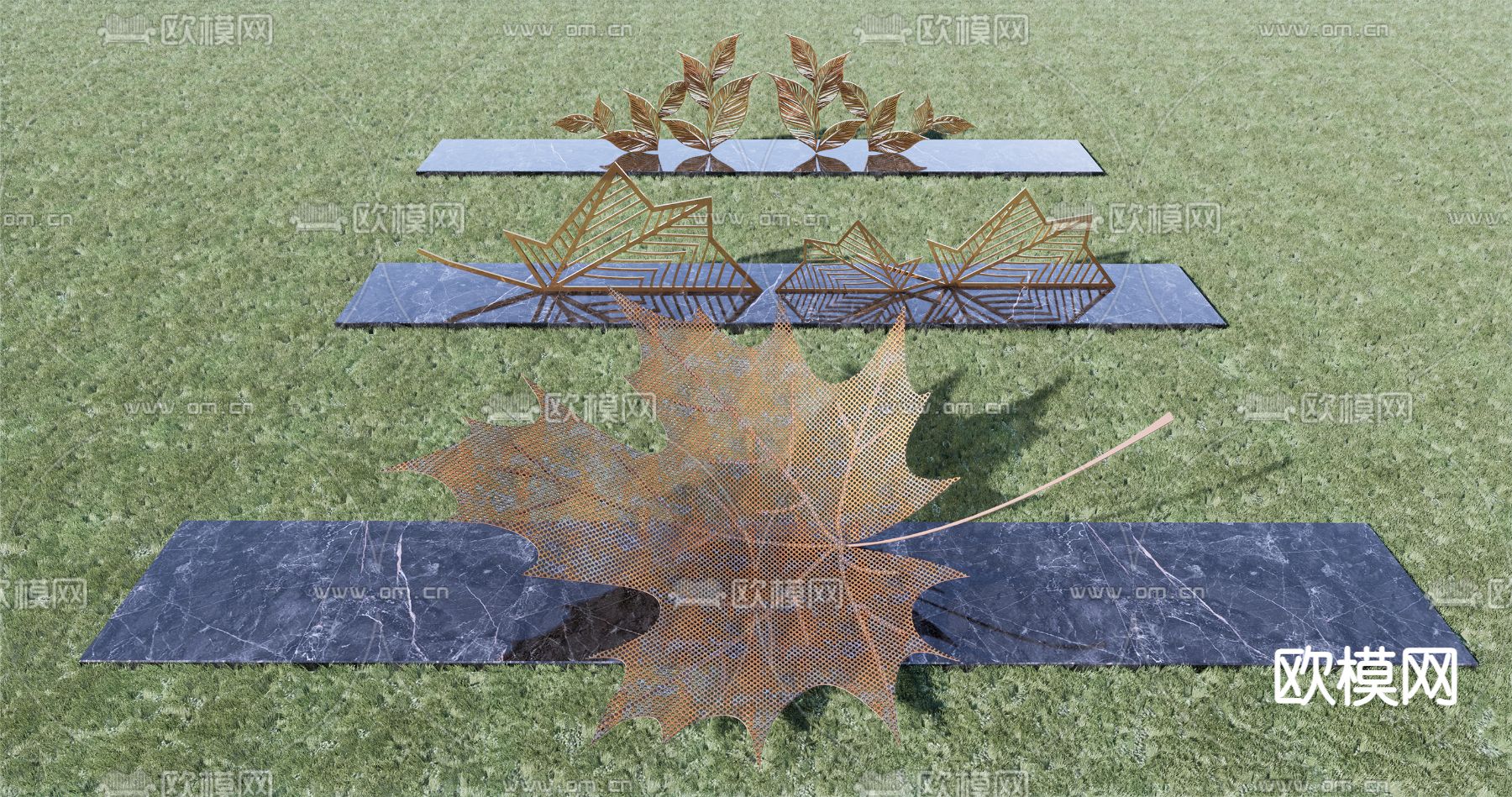 景观雕塑小品 叶子雕塑su模型