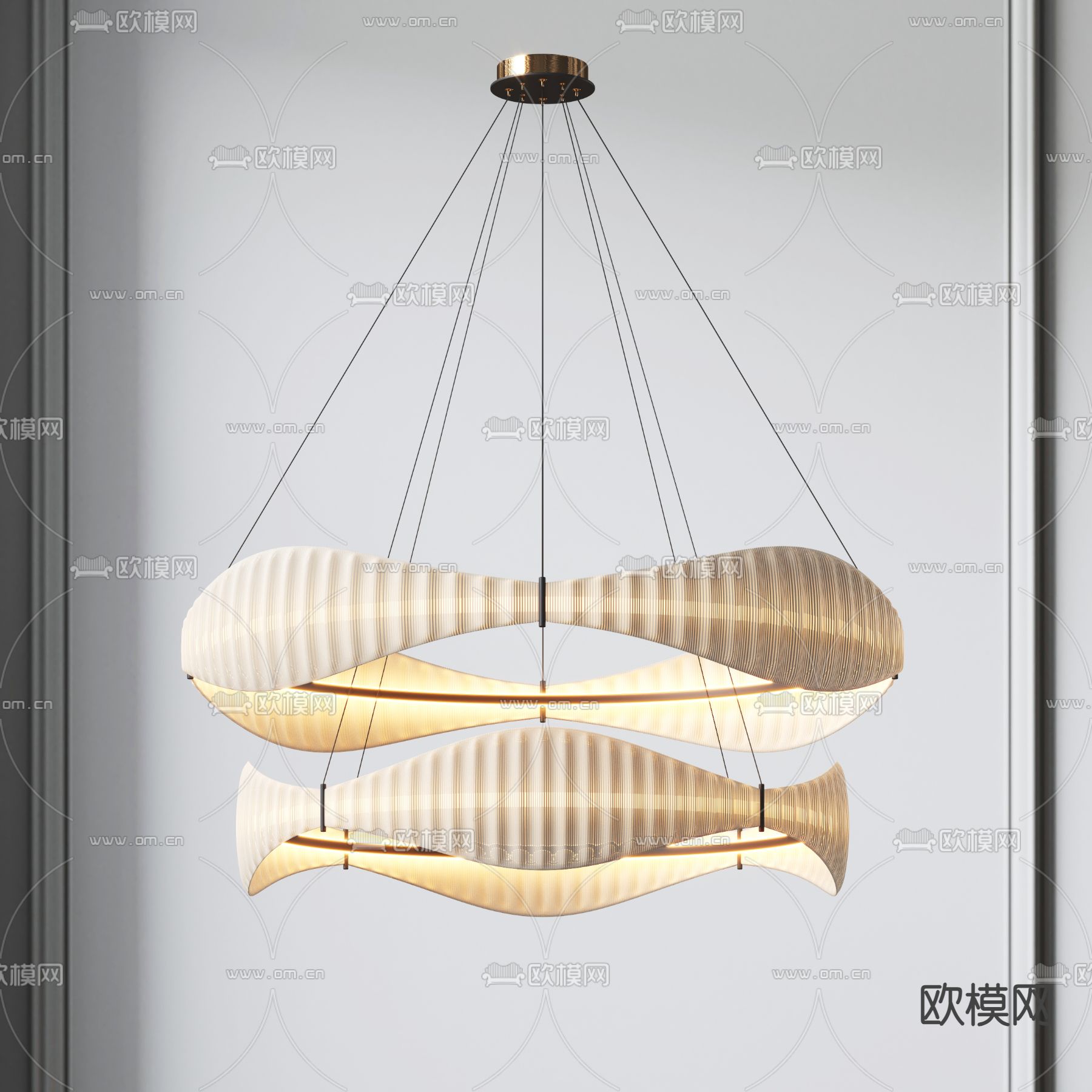 奶油风吊灯su模型下载（渲染图1）