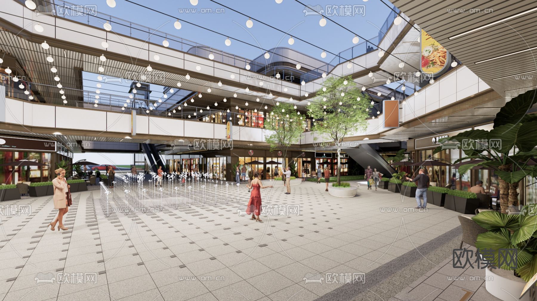 现代商业街su模型