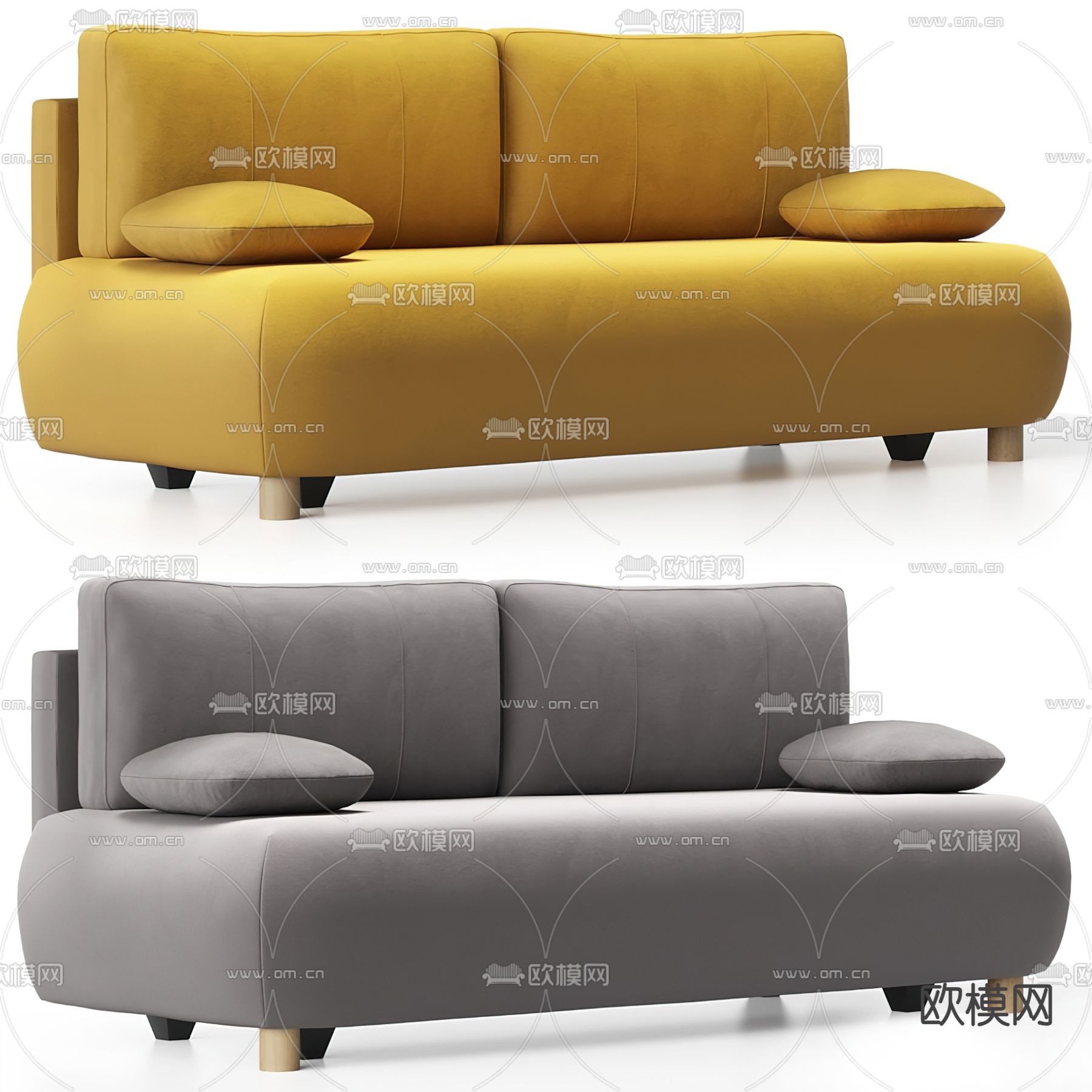 皮革沙发 双人沙发3d模型下载