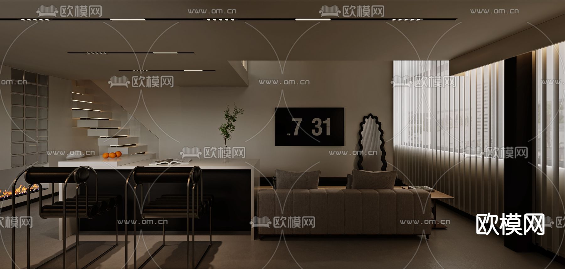 暗黑风厨房3d模型下载（渲染图6）
