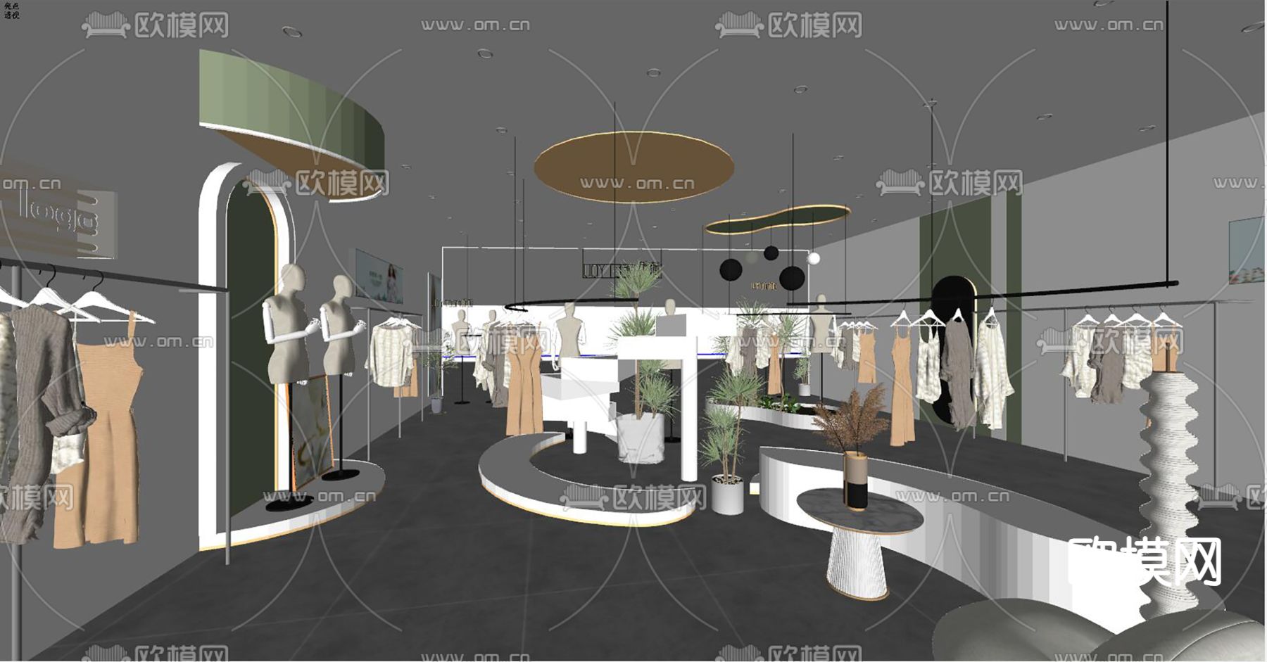 现代服装店su模型下载（渲染图3）