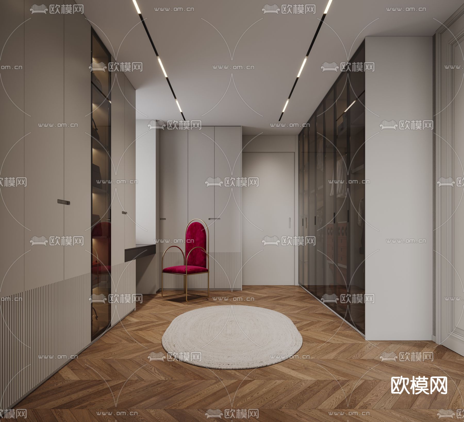 高级灰卧室 主卧3d模型下载（渲染图3）