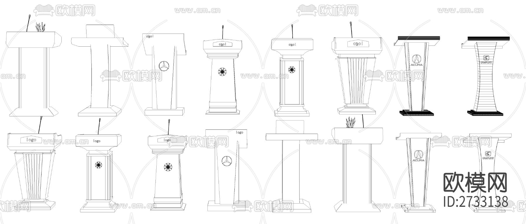演讲台CAD图库下载（渲染图3）