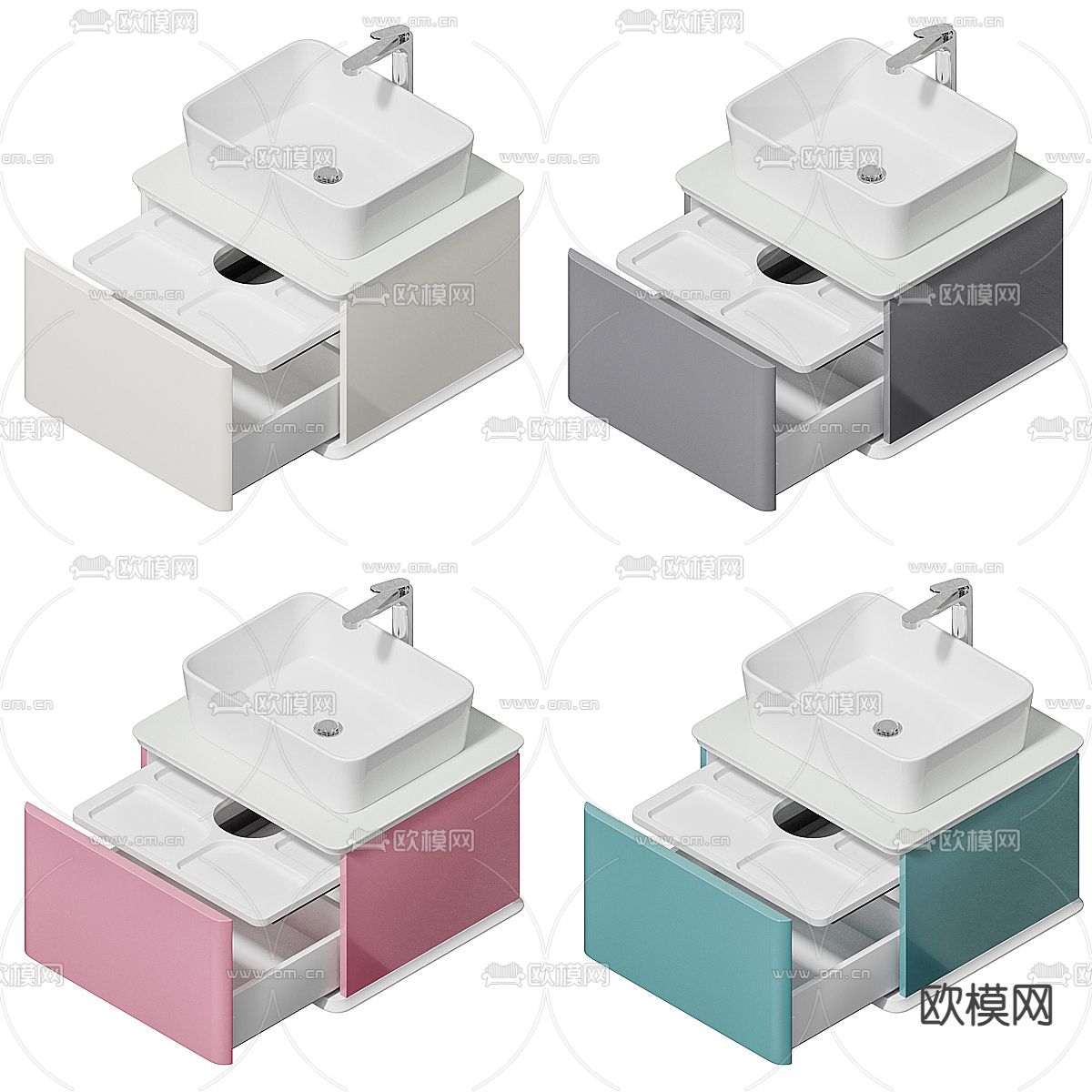 台盆 双盆洗手台3d模型下载（渲染图3）