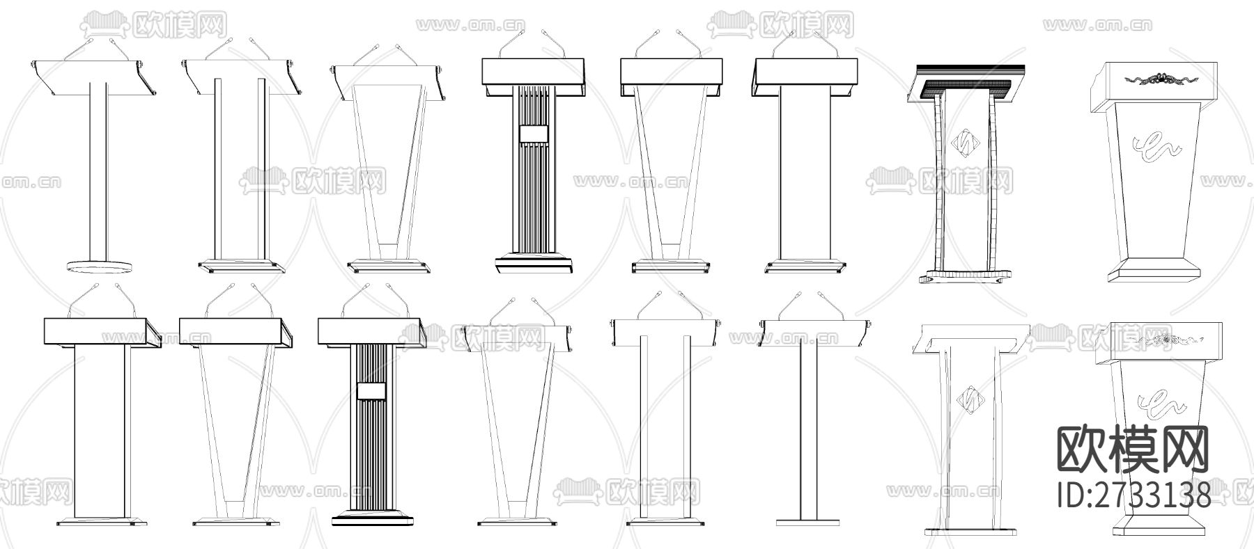 演讲台CAD图库下载（渲染图2）