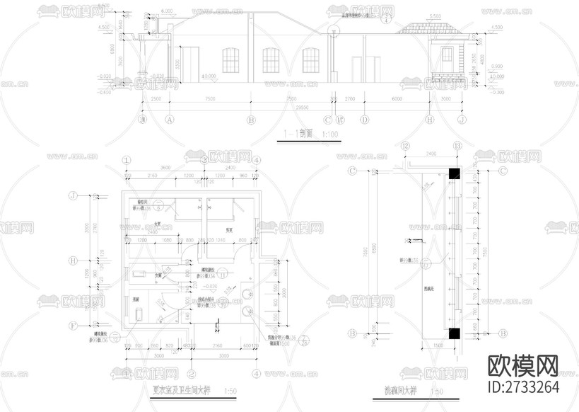 一層食堂全套建筑CAD施工圖下載(渲染圖5)