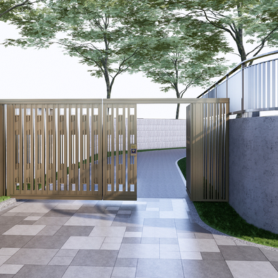 消防铁艺门 格栅门su模型