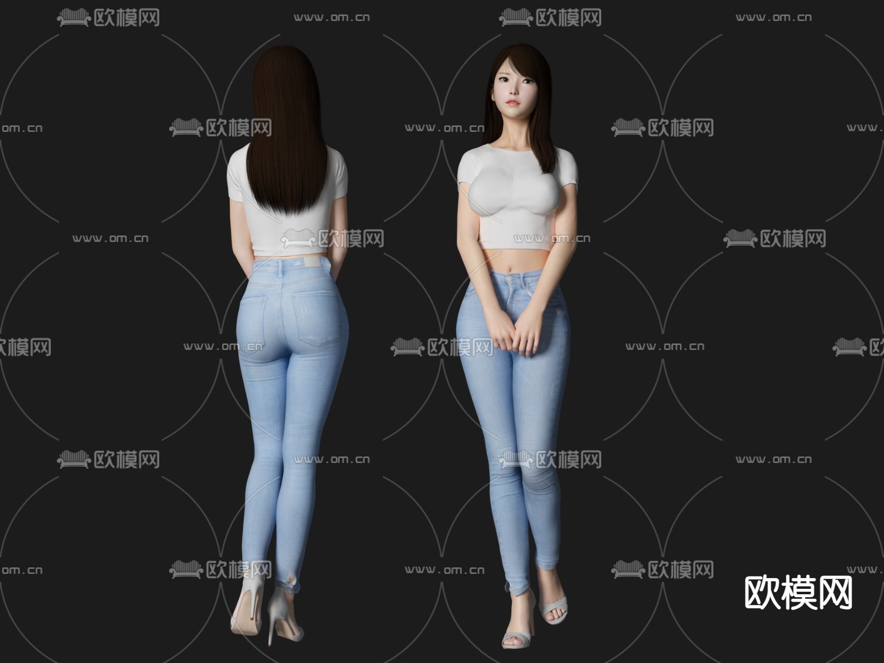时尚美女 站姿美女3d模型下载