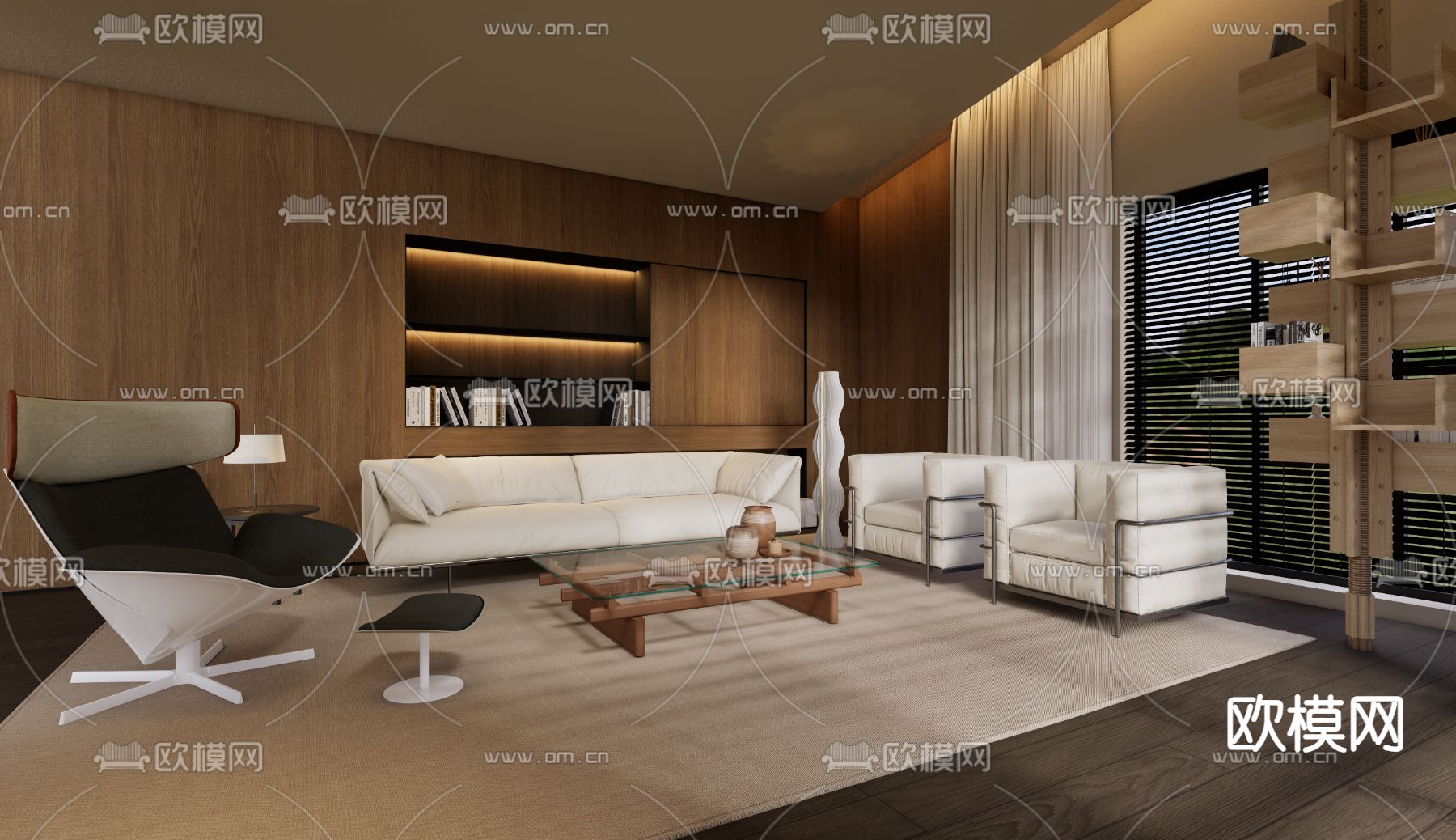 现代客厅3d模型下载