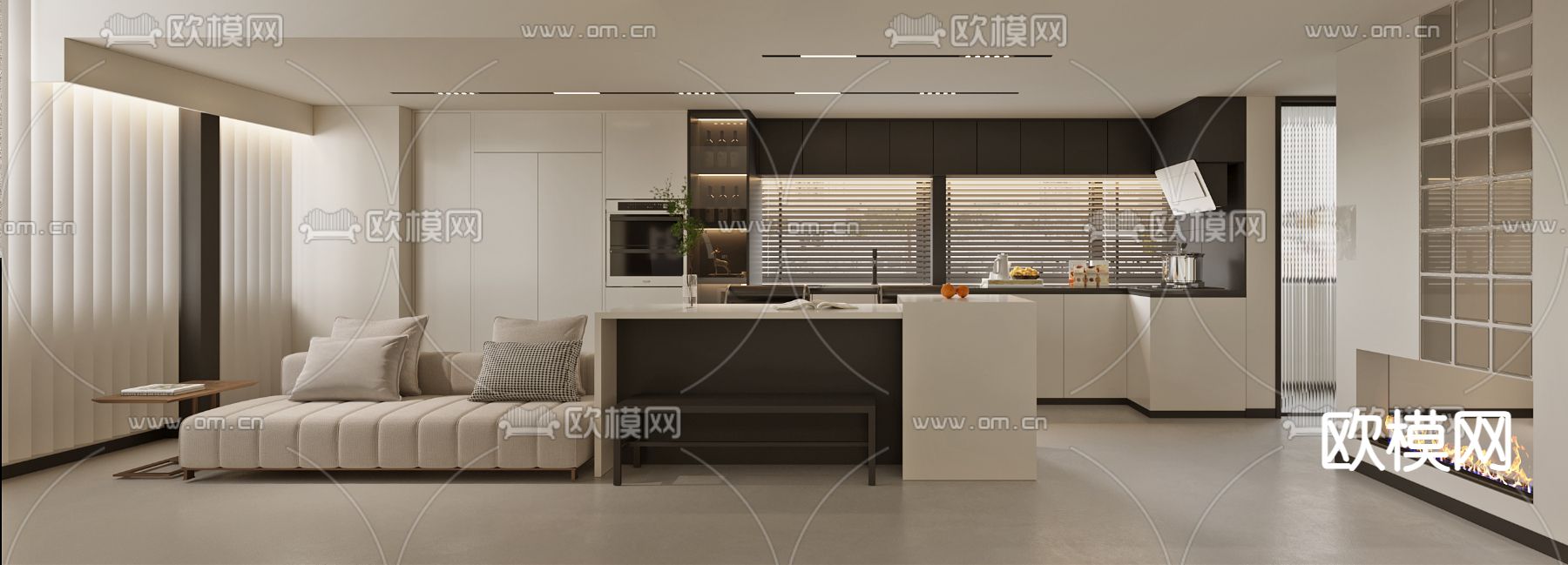 暗黑风厨房3d模型下载（渲染图3）