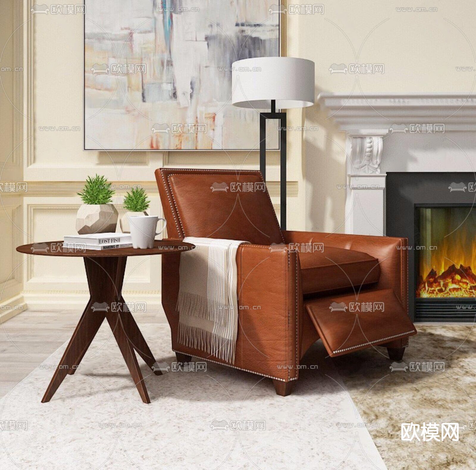 皮革沙发 单人沙发3d模型下载