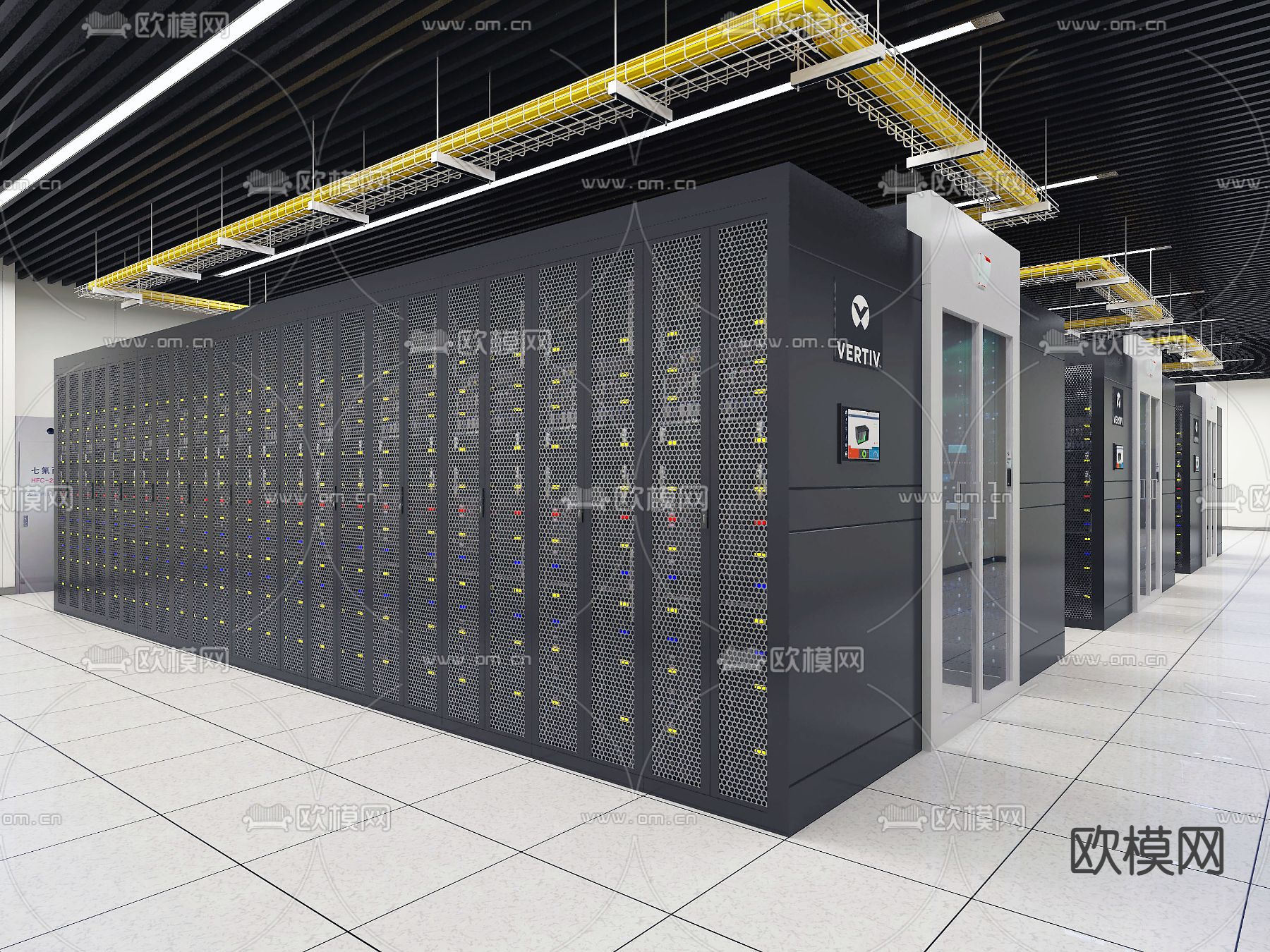服务器机柜 数据机房 模块机房3d模型下载（渲染图1）