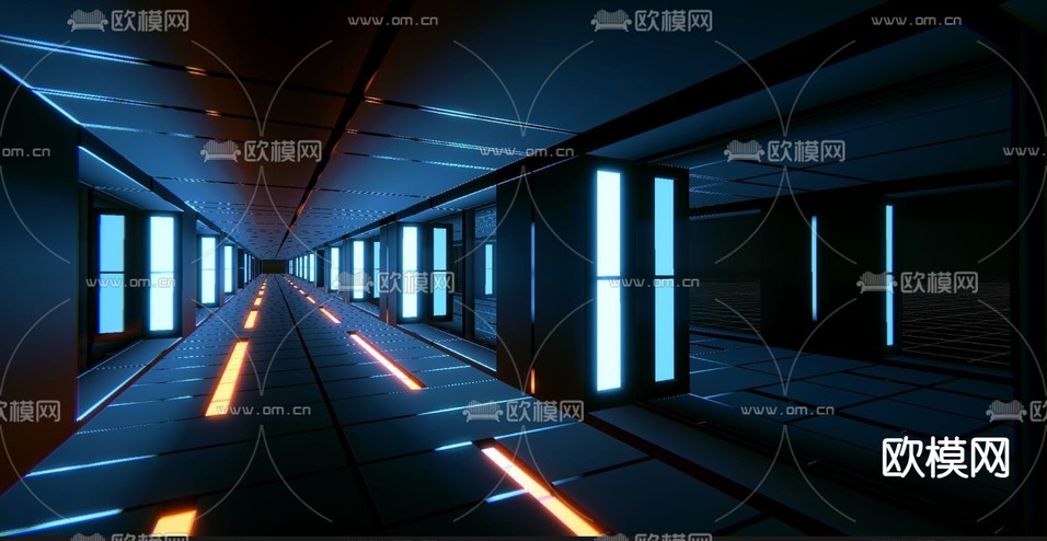 科技走廊 隧道 过道3d模型下载(渲染图1)