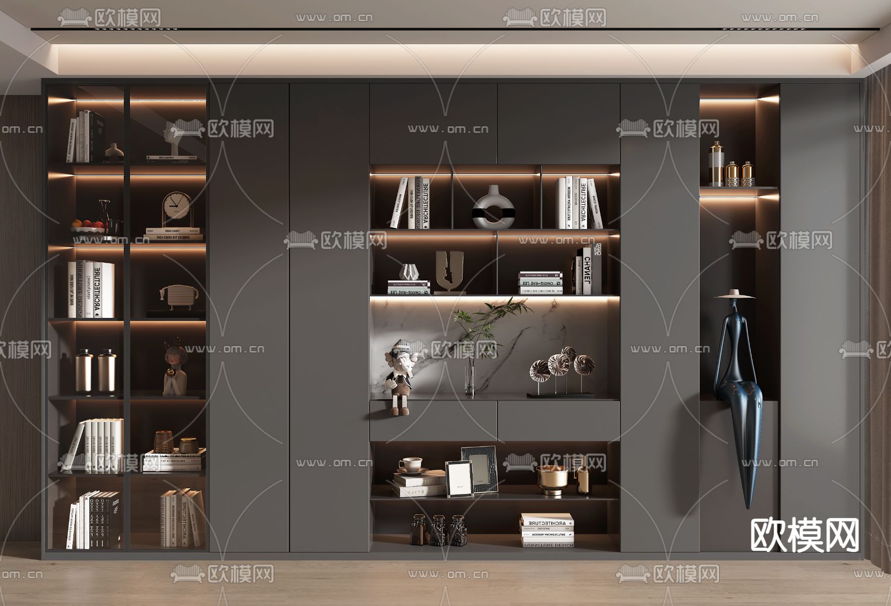 书柜 陈列柜3d模型下载