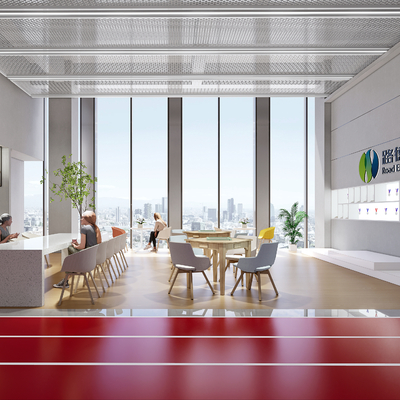  办公茶水间 休闲区su模型 