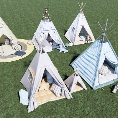  现代儿童帐篷su模型 