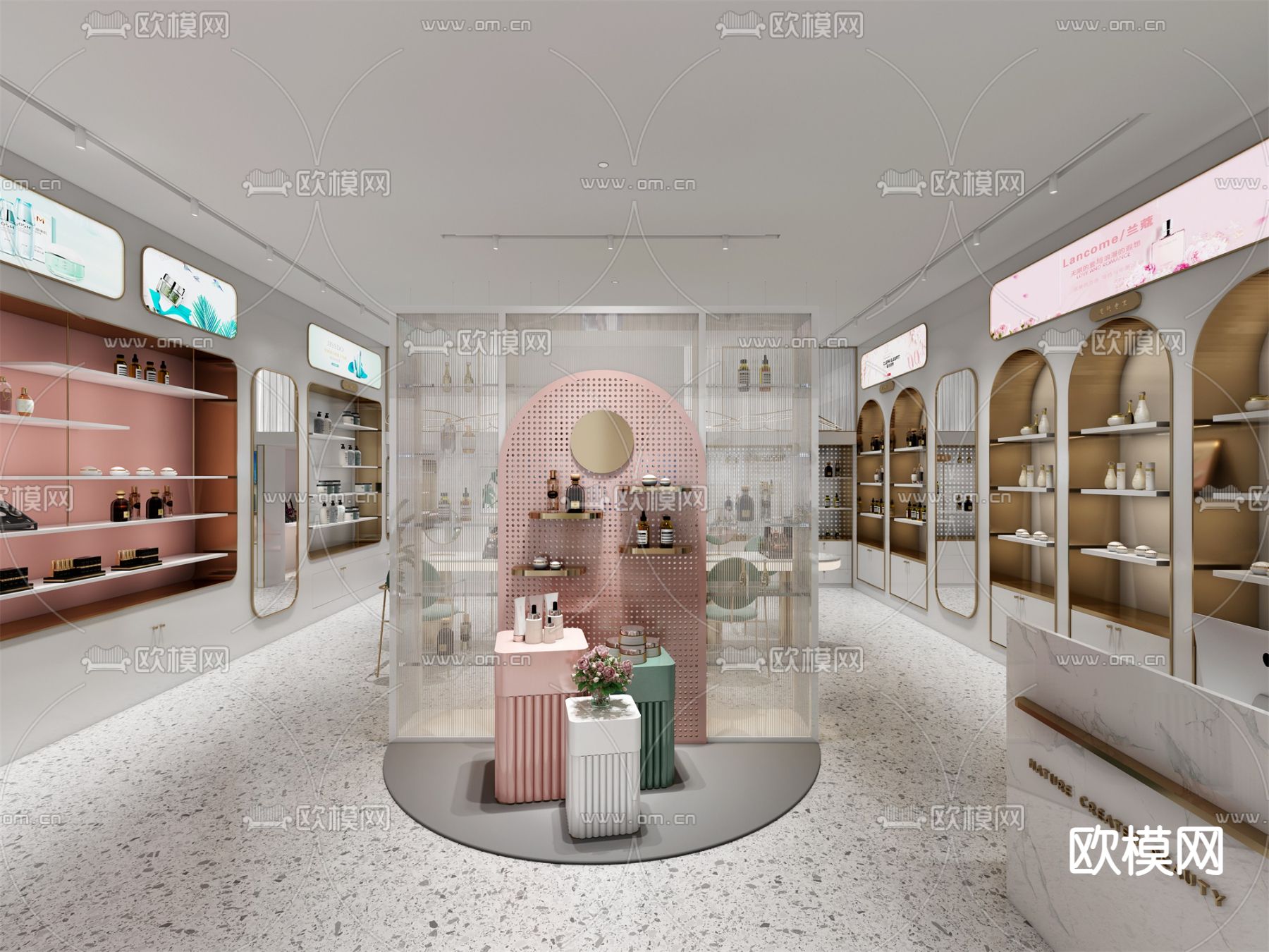 现代美妆店 美甲店su模型下载（渲染图2）