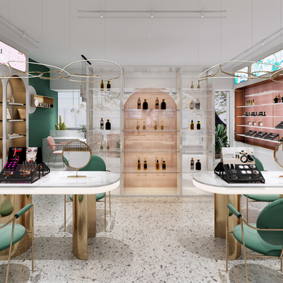  现代美妆店 美甲店su模型 